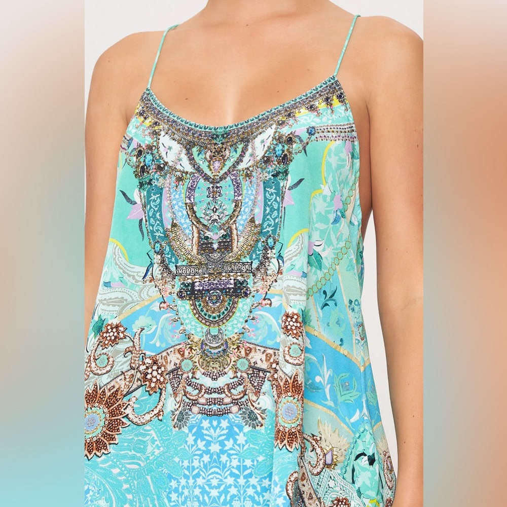 CAMILLA “Turn Back Time” silk embellished t back boho camisole tank top XS - Picture 2 of 13